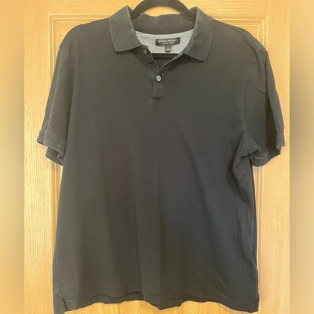 Banana Republic Luxury Touch Black Classic Polo Men’s Large, Preppy Streetwear